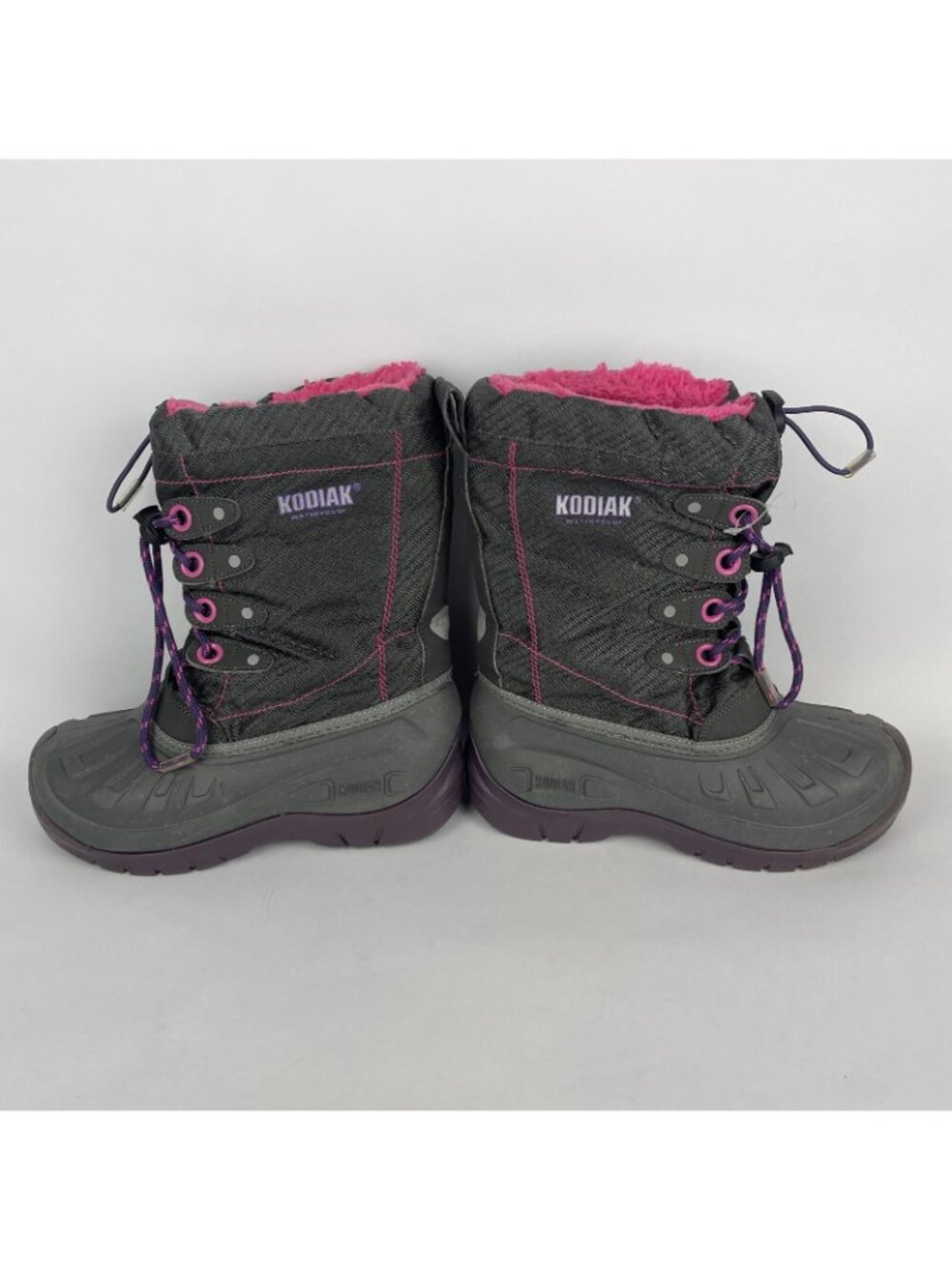 Kodiak Glo Girls Snow Boots Gray Pink Purple – Waterproof & Insulated Sz 4 - Picture 6 of 7